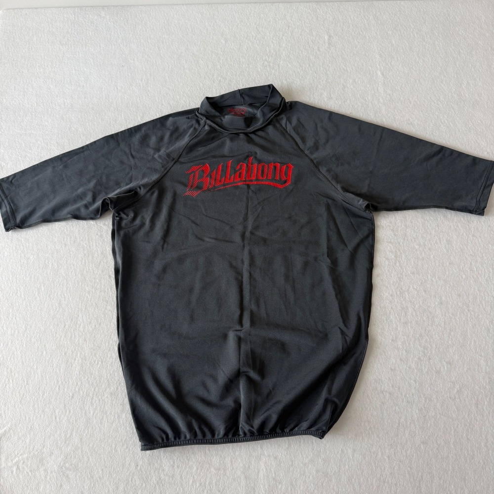 Billabong Rash Guard UPF 50+ Short Sleeve Mock Neck Swim Shirt Gray Mens XXL
